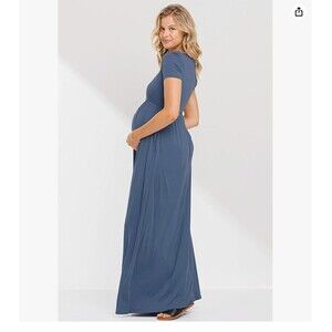 Maxi Maternity Wrap Dress Photoshoot Nursing Breastfeeding Baby Shower V-neck M